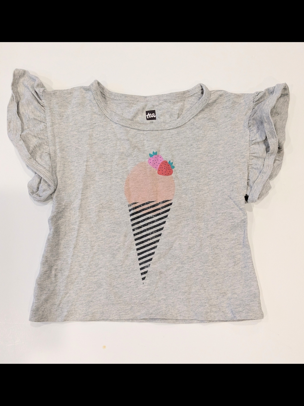 Tea Collection Gray Tee with Pink Ice Cream Graphic 2T